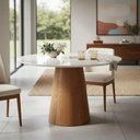 Ver imagem 1 de Mesa de Jantar Cone 4 Lugares Redonda MDF Laqueado com Vidro Branco Decoraper