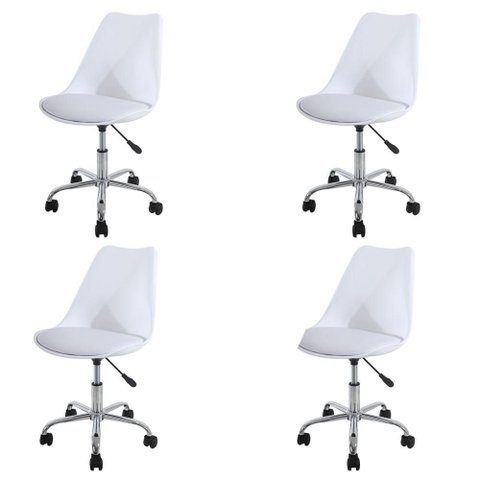 Kit 4 Cadeiras Anm6066s Giratória Eames Saarinen Joly Anima Office Polipropileno Assento Estofado