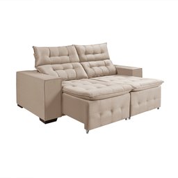 Sofá Retratil Reclinável Pillow 1,90 Veludo Palha - 2