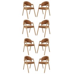 Kit 8 Cadeiras Suellen Luxo Reforçada Mesa de Jantar Courino Cor:marrom Claro - 1