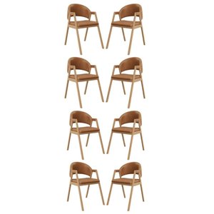 Kit 8 Cadeiras Suellen Luxo Reforçada Mesa de Jantar Courino Cor:marrom Claro