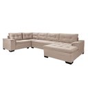 Ver imagem 3 de Sofá Viena 3 Lugares com Chaise e Canto Suede Areia 376 Premium Plus Império