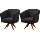 Ver imagem 1 de Kit 2 Poltronas para Sala e Escritório Base Giratória Belize Veludo Preto