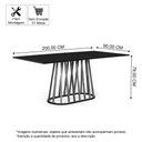 Ver imagem 3 de Mesa de Jantar Retangular 8 Lugares 200x90cm Gabi Preta - Straub Web