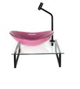 Ver imagem 2 de Kit Cuba de Vidro Oval 10mm Rosa com Tampo 40cm Incolor e Suporte Preto