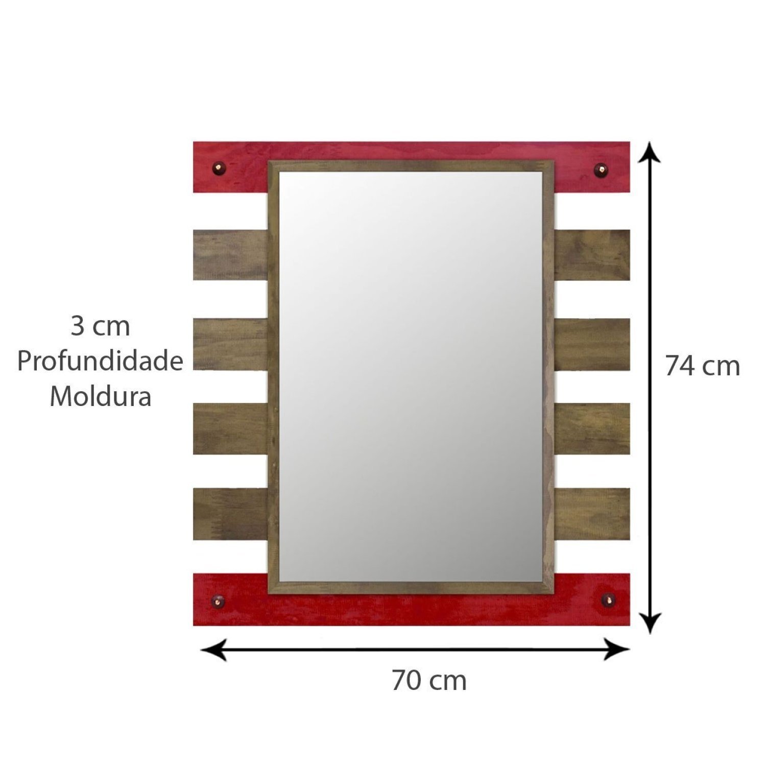 Espelho Rústico com Moldura Vazada 70cm x 74cm Decore Pronto - 4