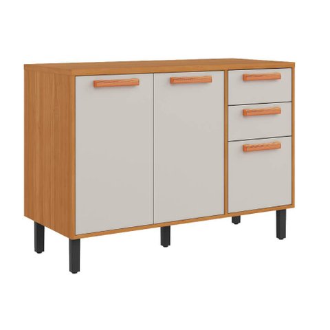 Balcão Itatiaia Napoles 120cm 3 Portas e 2 Gavetas - Cinamomo/off White