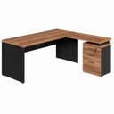 Ver imagem 3 de Mesa Escritório L 170cm X 70cm Gaveteiro 3 Gav. Pé Painel F5 Cor:nogal com Preto