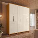 Ver imagem 7 de Guarda Roupa Casal Matisse 6 Portas Mdf 210 Cm Cinamomo Off White Madetec
