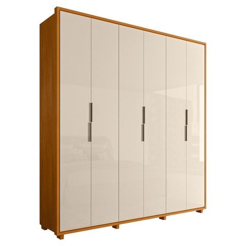 Guarda Roupa Casal Matisse 6 Portas Mdf 210 Cm Cinamomo Off White Madetec