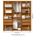 Ver imagem 3 de Guarda Roupa Casal Matisse 6 Portas Mdf 210 Cm Cinamomo Off White Madetec