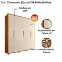 Ver imagem 4 de Guarda Roupa Casal Matisse 6 Portas Mdf 210 Cm Cinamomo Off White Madetec