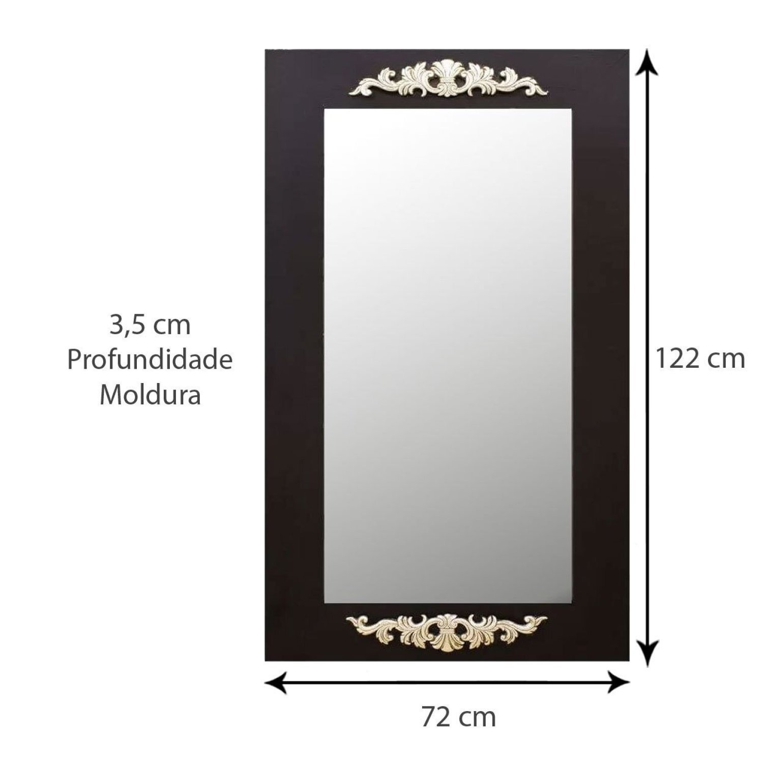 Espelho com Moldura Alto Padrão 72cm x 122cm Decore Pronto - 5