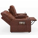 Ver imagem 5 de Poltrona de Cinema Reclinável 2 Lugares Baú Usb Mallie Fh9 Pu Marrom Brilho - Mpozenato