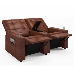 Poltrona de Cinema Reclinável 2 Lugares Baú Usb Mallie Fh9 Pu Marrom Brilho - Mpozenato - 6 Poltrona de Cinema Reclinável 2 Lugares Baú Usb Mallie Fh9 Pu Marrom Brilho - Mpozenato - 6