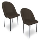 Ver imagem 1 de Kit 2 Cadeiras Poltrona de Jantar Ariel Suede Marrom Pés de Ferro Preto - Pallazio