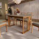 Ver imagem 4 de Conjunto Sala de Jantar Lina em Madeira Maciça 6 Cadeiras Linho Fendi