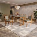 Ver imagem 1 de Conjunto Sala de Jantar Lina em Madeira Maciça 6 Cadeiras Linho Fendi