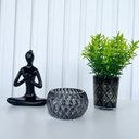 Ver imagem 4 de Decoração sala vaso arabesco + castiçal + mulher meditando