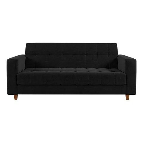 Sofá 3 lugares Verona 1,80m Suede Preto - Renascer Decor