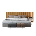 Ver imagem 2 de Cabeceira Ripado para Cama King Size Maracá Nature com Mesa de Cabeceira Jatobá com Led Offwhite - R