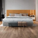 Ver imagem 3 de Cabeceira Ripado para Cama King Size Maracá Nature com Mesa de Cabeceira Jatobá com Led Offwhite - R