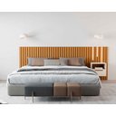 Ver imagem 1 de Cabeceira Ripado para Cama King Size Maracá Nature com Mesa de Cabeceira Jatobá com Led Offwhite - R