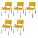 Ver imagem 2 de Cadeira Iso Base Cinza Escola, Escritório Amarelo Kit 5 Un