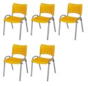 Ver imagem 2 de Cadeira Iso Base Cinza Escola, Escritório Amarelo Kit 5 Un