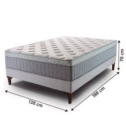 Cama Box Casal Colchão Molas Ensacadas Ômega 138x188x70cm Cinza / Branco Hellen - 3