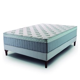 Cama Box Casal Colchão Molas Ensacadas Ômega 138x188x70cm Cinza / Branco Hellen - 1