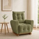 Ver imagem 1 de Poltrona de Amamentação Balanço com Puff Ternura em Bouclê Elegância e Design Moderno Verde Oliva