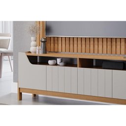 Estante para Sala Moema Tv até 70 Polegadas c/ 4 Portas Grafite/Nature - Permóbili - 3