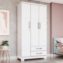 Ver imagem 2 de Guarda Roupa Solteiro Açaí 3 Portas e 2 Gavetas Branco - Móveis Henn