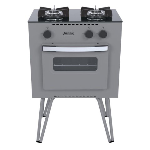 Fogão Portátil 2 Bocas Venax Mini Cook a Gás Grafite