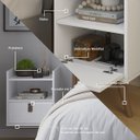 Ver mais imagens de Kit 2 Mesa de Cabeceira 2 em 1 Pés e Suspensa Puxador Couro:branco