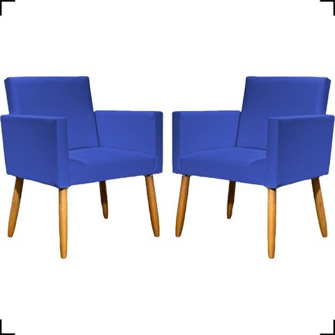 Kit 2 Poltronas Decorativa para Sala Recepção Consultório Nina Corino Cores Pé Palito 30 Cm Castanho