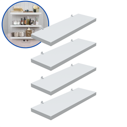 Kit 4 Prateleira Branca 30X10 + Suporte Flutuante Mdf  Organizadora Decoração Cozinha Banheiro Sala - 2