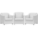 Ver imagem 1 de Kit 3 Poltronas Decorativa para Sala Manicure Recepção Mila Corino Branco Pés de Plástico Cromado