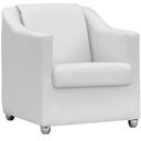 Ver imagem 2 de Kit 3 Poltronas Decorativa para Sala Manicure Recepção Mila Corino Branco Pés de Plástico Cromado