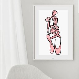 Quadro Desenho Sapatilha de Ballet - 60x48cm:madeira Branca - 1