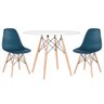 KIT - Mesa redonda Eames 100 cm branco + 2 cadeiras Eiffel DSW Azul petróleo - 1
