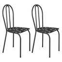 Ver imagem 1 de Kit 2 Cadeiras de Cozinha Texas Estampado Preto Florido Pés de Ferro Cromo Preto - Pallazio