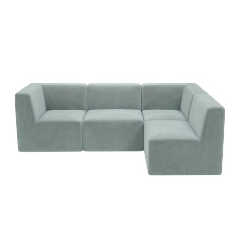 Sofá a Vácuo Modular Boucle Kit 4 Peças 2 Meios + 2 Cantos Espuma Premium Sala na Caixa 2,31m - Verd