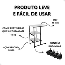 Ver imagem 2 de Mesa de Apoio Lateral Auxiliar Carrinho com Rodinhas Mesinha Apoio de Notebook Cama Sofá Ferro e Mdf
