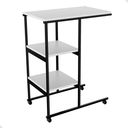 Ver imagem 4 de Mesa de Apoio Lateral Auxiliar Carrinho com Rodinhas Mesinha Apoio de Notebook Cama Sofá Ferro e Mdf