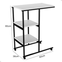 Ver imagem 3 de Mesa de Apoio Lateral Auxiliar Carrinho com Rodinhas Mesinha Apoio de Notebook Cama Sofá Ferro e Mdf