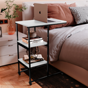 Ver imagem 1 de Mesa de Apoio Lateral Auxiliar Carrinho com Rodinhas Mesinha Apoio de Notebook Cama Sofá Ferro e Mdf