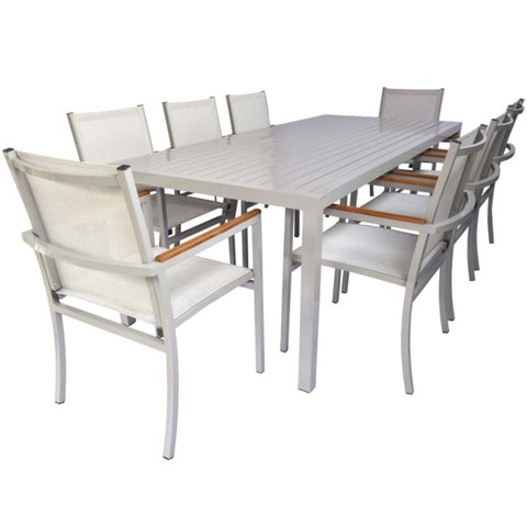 Conjunto Mesa Lins 2x1m com 8 Poltronas Modelo Zurick Mesa de Jantar