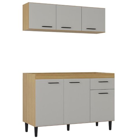 Armário de Cozinha e Balcão 120cm Classic Damasco/Off White Z46 - Mpozenato